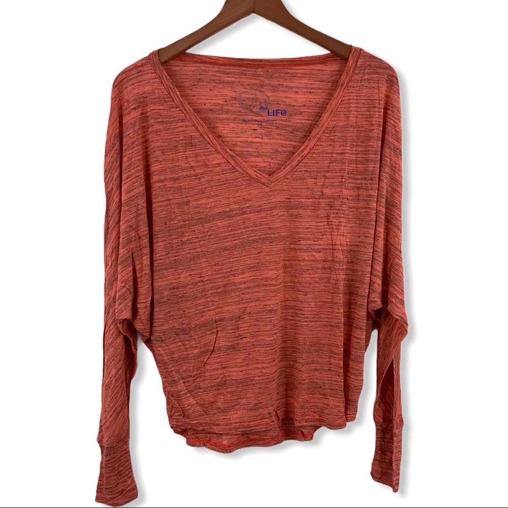 Planet Blue‎ space dye orange vneck dolman XS NEW